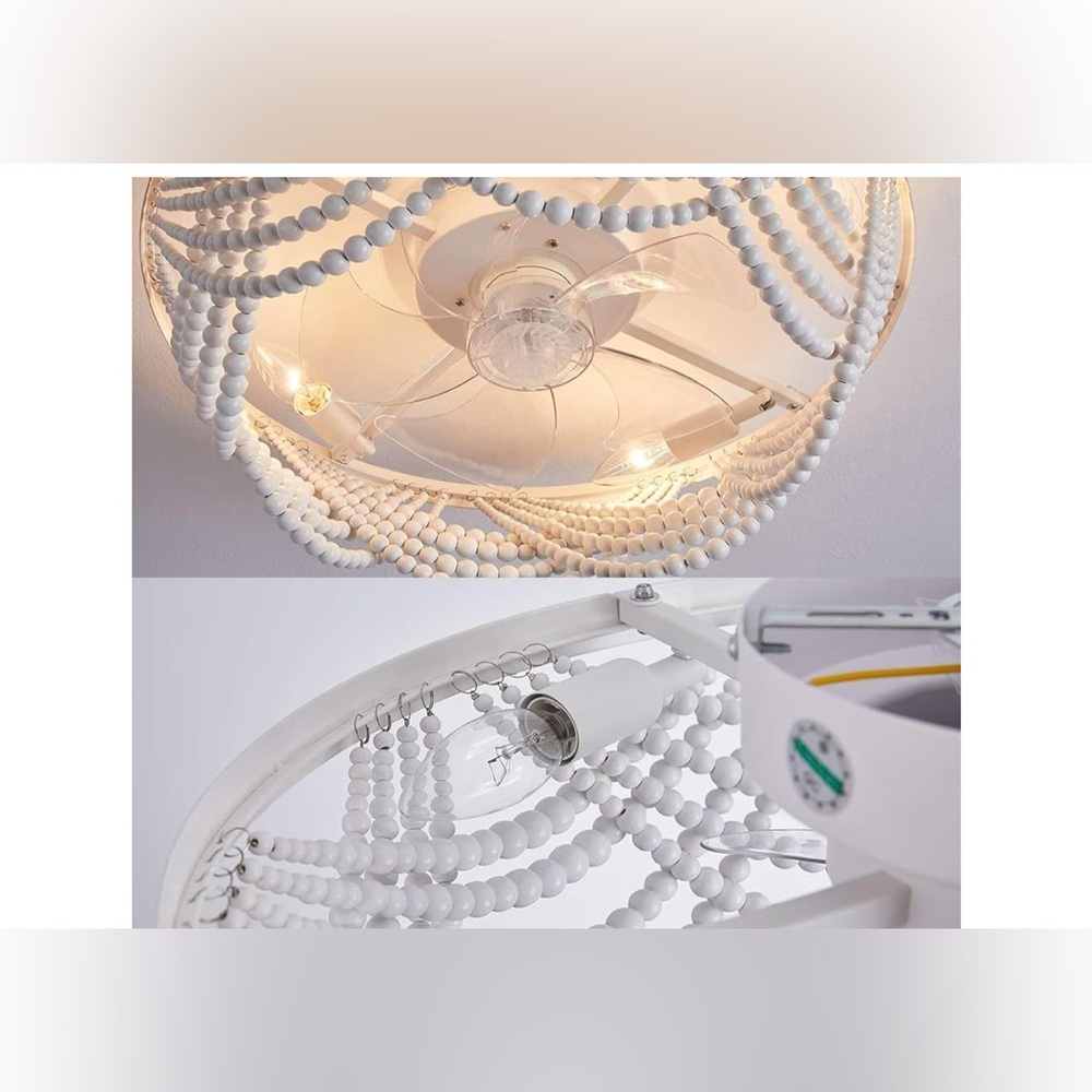 New 20 Inch Boho Flush Mount Ceiling Fan with Lights - Picture 7 of 11